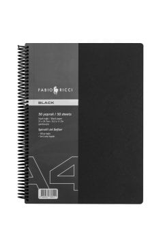 Fabio Ricci Black A4 21x29,7 cm   Spiralli Çizim Defteri