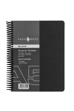 Fabio Ricci Black A5 14,8x21 cm   Spiralli Çizim Defteri