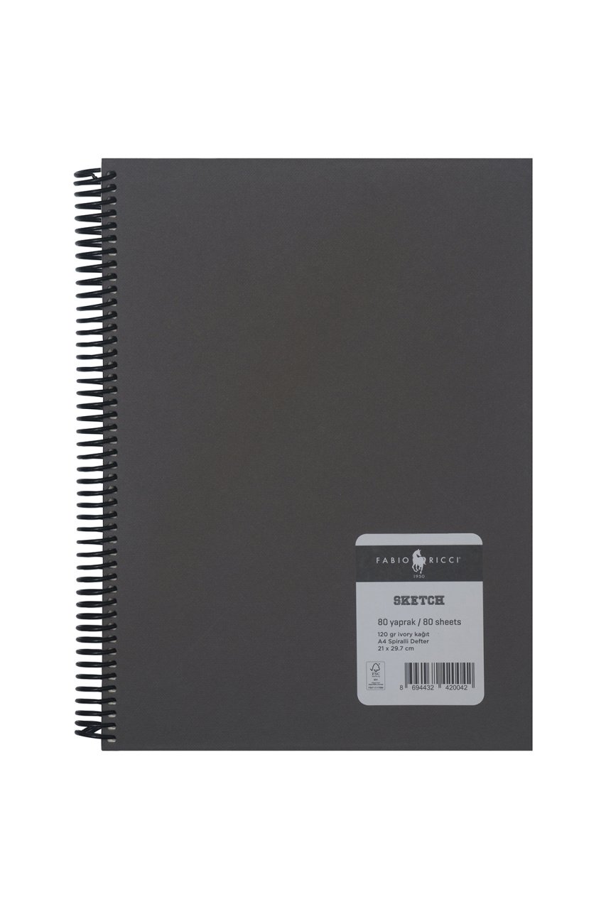 Fabio Ricci Sketch A4 21x29,7 cm Spiralli Çizim Defteri Füme